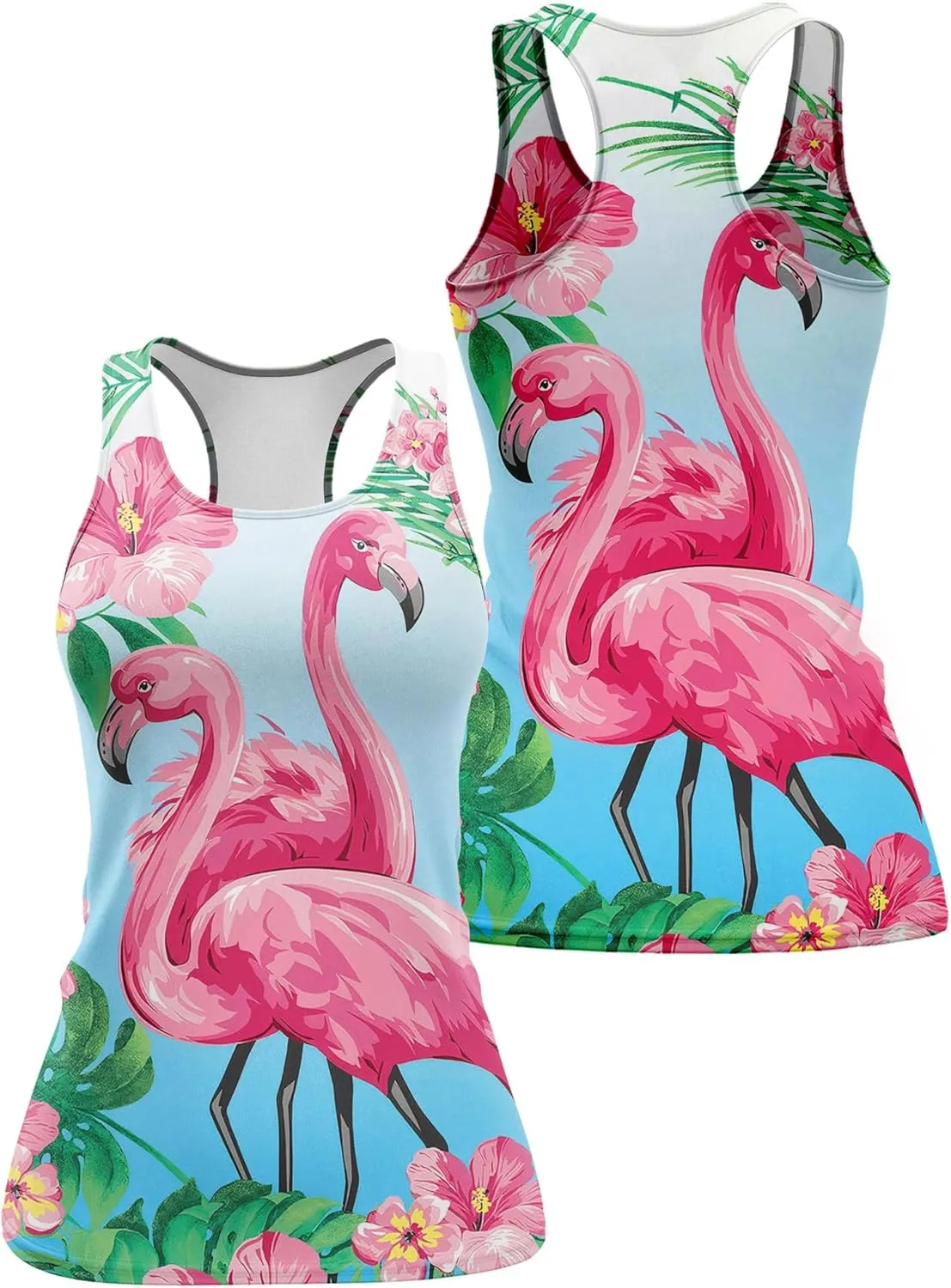 Womens Graphic Tank Tops Racerback Sleeveless Summer Floral Rose Design Tops