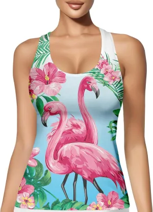 Womens Graphic Tank Tops Racerback Sleeveless Summer Floral Rose Design Tops