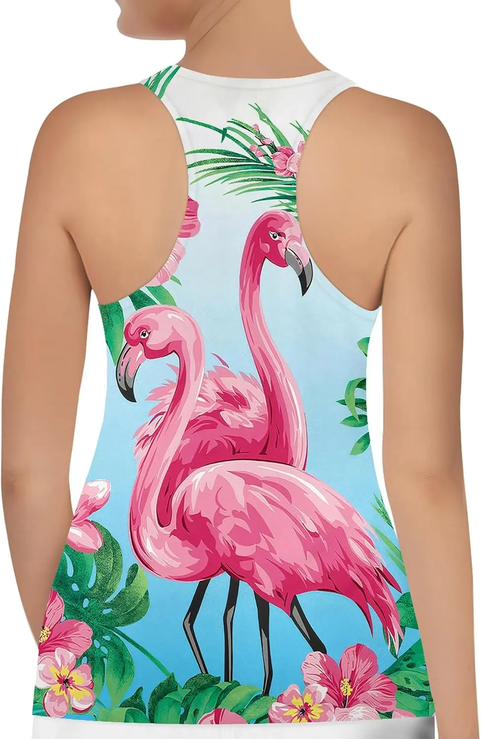 Womens Graphic Tank Tops Racerback Sleeveless Summer Floral Rose Design Tops