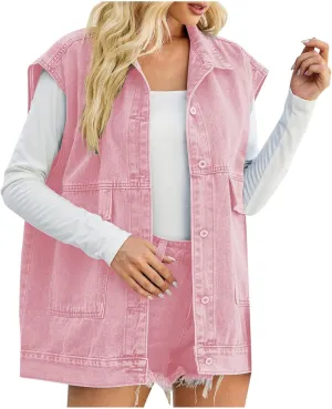 Women's Outerwear Vests New Denim Vest Camisole Summer Fashion Trend Denim Sleeveless Vest Outerwear Vest