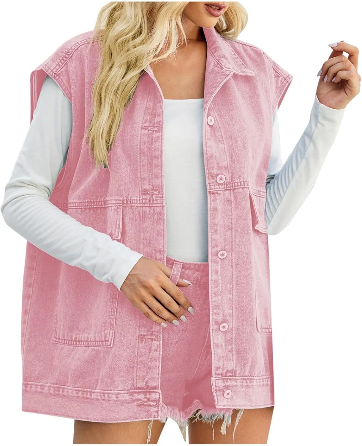 Women's Outerwear Vests New Denim Vest Camisole Summer Fashion Trend Denim Sleeveless Vest Outerwear Vest