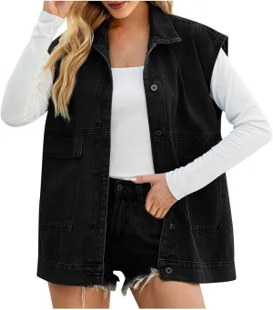 Women's Outerwear Vests New Denim Vest Camisole Summer Fashion Trend Denim Sleeveless Vest Outerwear Vest