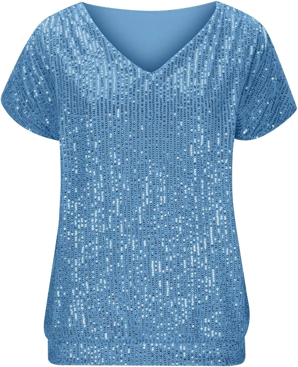 Womens Sparkle Sequin Top - Shimmer Glitter Blouses V Neck Cap Sleeve Club Party Shirts Disco Concert Tanks Tops 2025