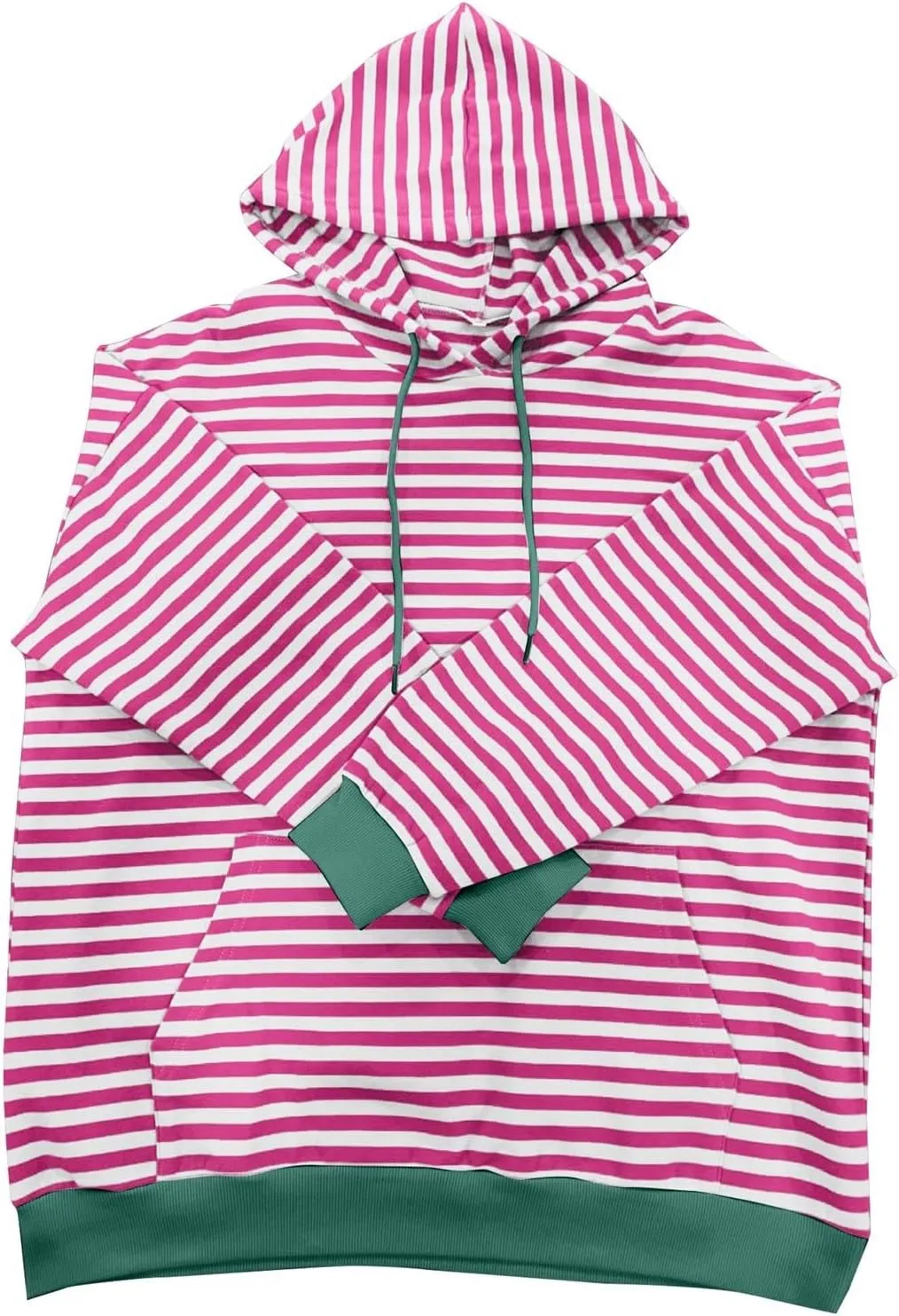 Womens Stripe Hoodies Oversized Sweatshirts Striped Color Block Drawstring Loose Pullover 2024 Fall Casual Hoodie Y2K