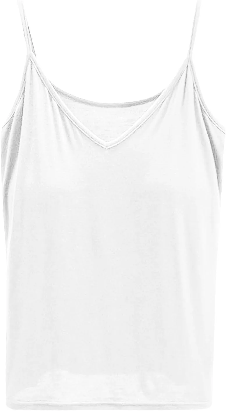 Womens Summer Camisole with Built in Bra Sleeveless Spaghetti Strap Basic Tank Tops 2025 Summer Workout Yoga Clothes
