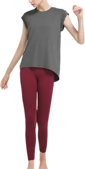 Women's Summer Loose Yoga Shirts Hollow Out Short Sleeves Running T-Shirts Quick Dry Sports Tops