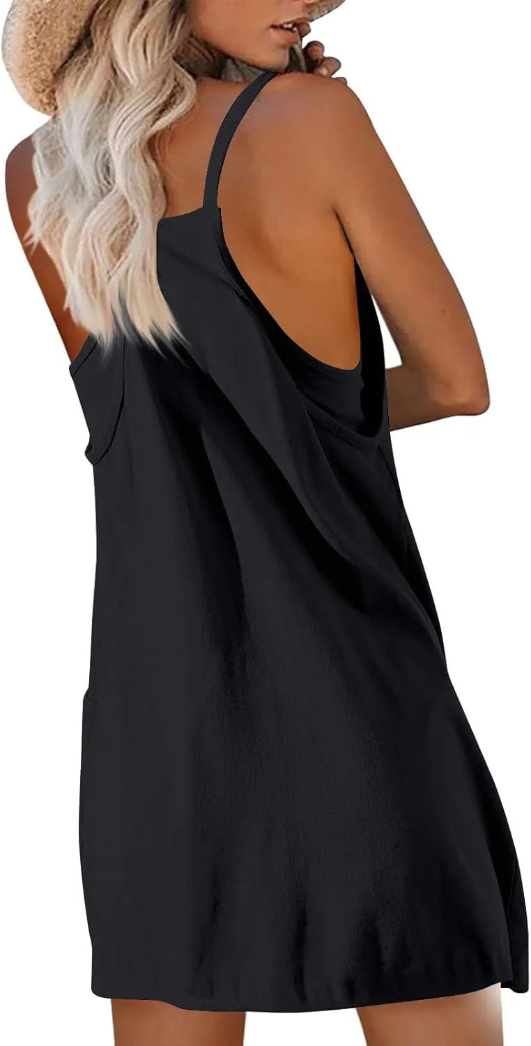 Womens Summer Mini Romper Dress Workout Tennis Active Sports Athleisure Outfits Built in Shorts Trendy Vacation