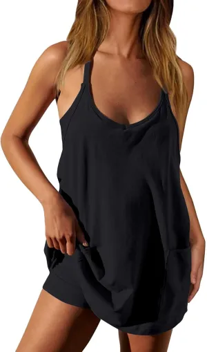 Womens Summer Mini Romper Dress Workout Tennis Active Sports Athleisure Outfits Built in Shorts Trendy Vacation