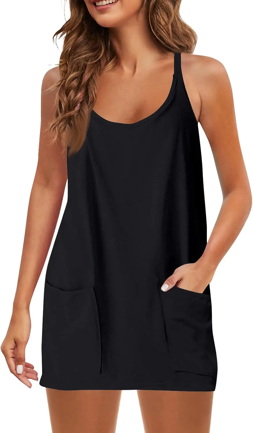 Womens Summer Mini Romper Dress Workout Tennis Active Sports Athleisure Outfits Built in Shorts Trendy Vacation