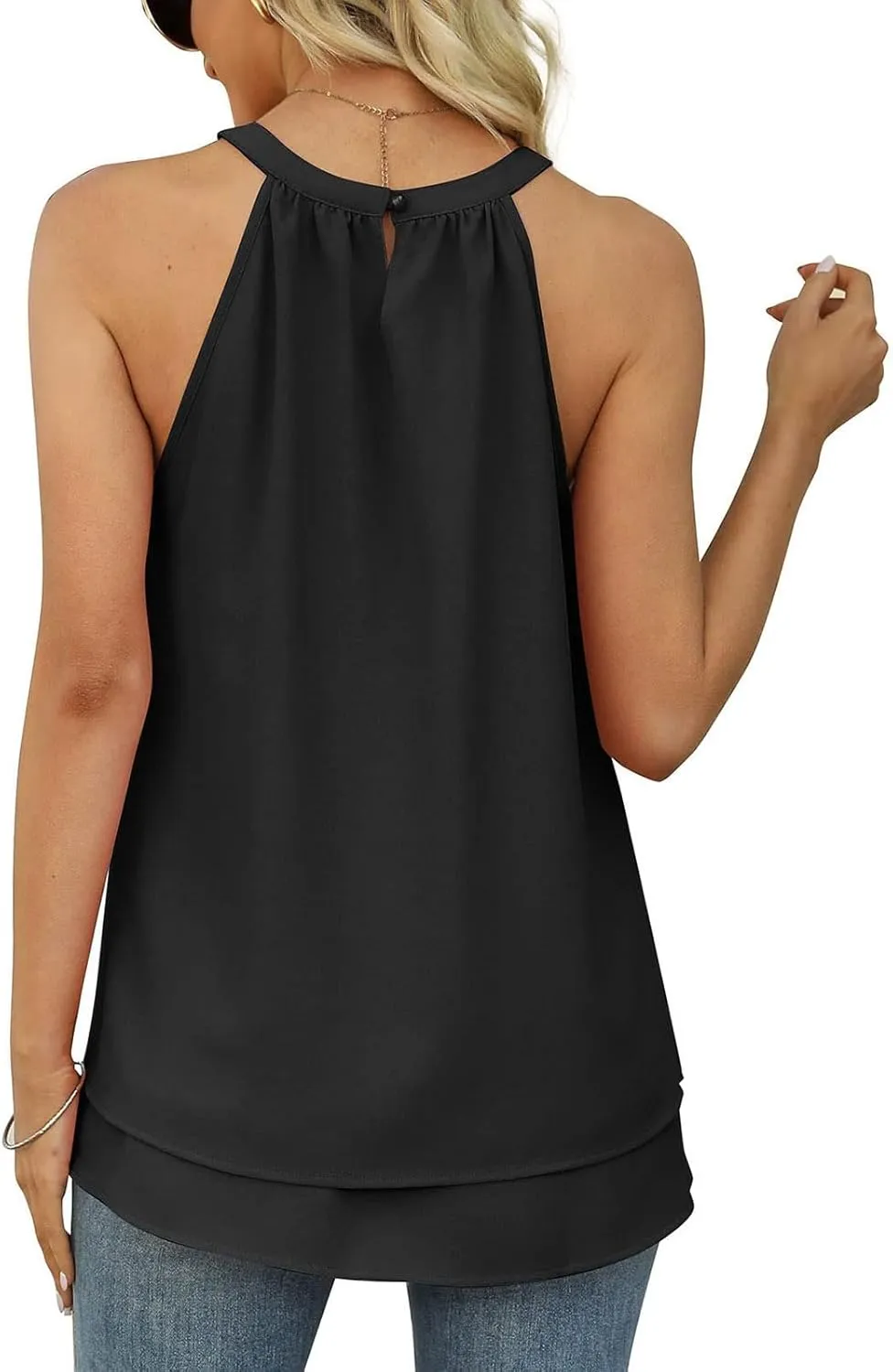 Womens Summer Tank Tops Casual Cute Pleated Strap Camisole Loose Fit Casual Sleeveless Halter Tank Tops Sexy Blouses