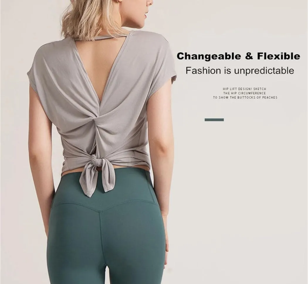 Women's Summer Yoga Shirts Short Sleeve Loose Sport T-Shirts Running Fitness Lightweight Quick Dry Tops