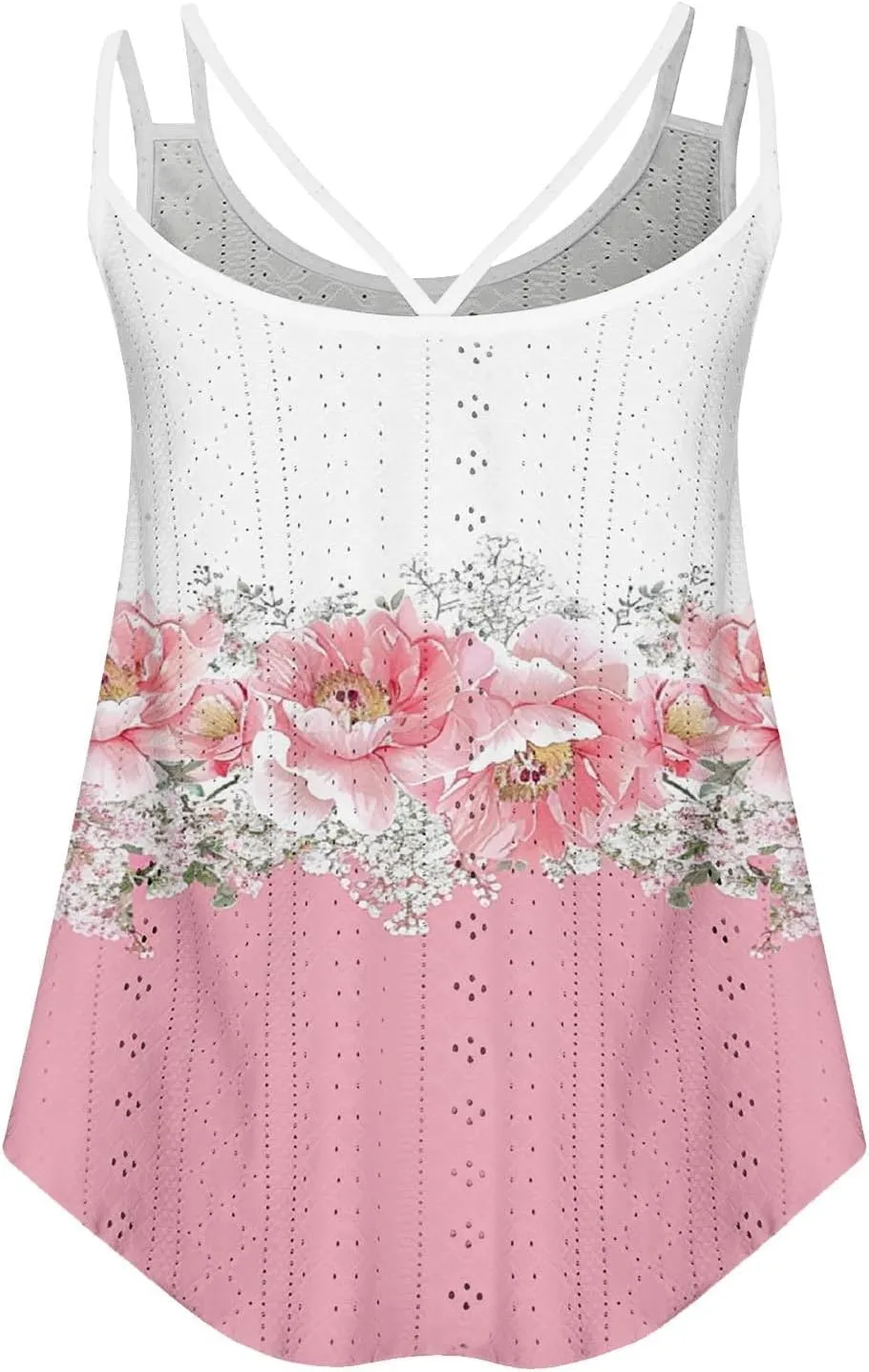 Womens Tank Tops Spaghetti Strap Camisoles Casual Summer Eyelet Shirts Sleeveless Blouses V Neck Cute Tunic Tops