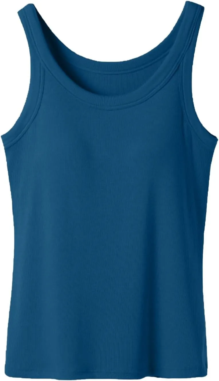 Womens Tank Tops with Built in Shelf Bra Summer Casual Sleeveless Ribbed Blouse Gym Yoga Workout Camisole Shirts