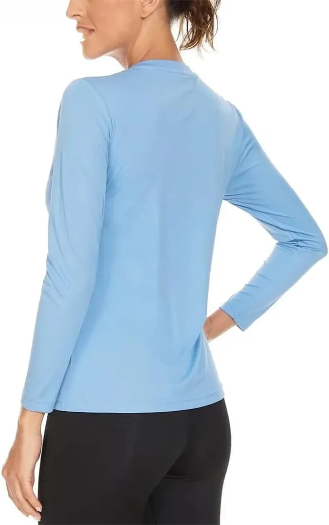 Women's V Neck Hiking Shirts Lightweight Long Sleeve Quick Dry T-Shirts Outdoor Pullovers