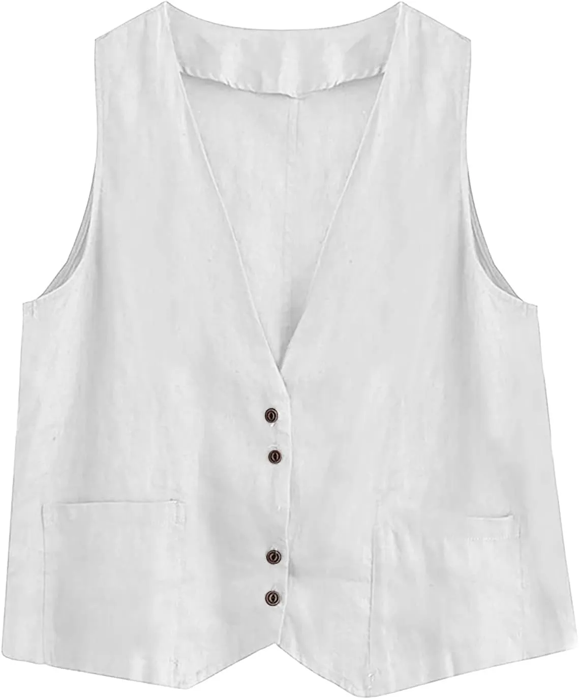 Womens Vest 2023 Summer Cotton Linen Vest Top Vintage Casual Sleeveless Button Down Jacket Loose Vests Outerwear
