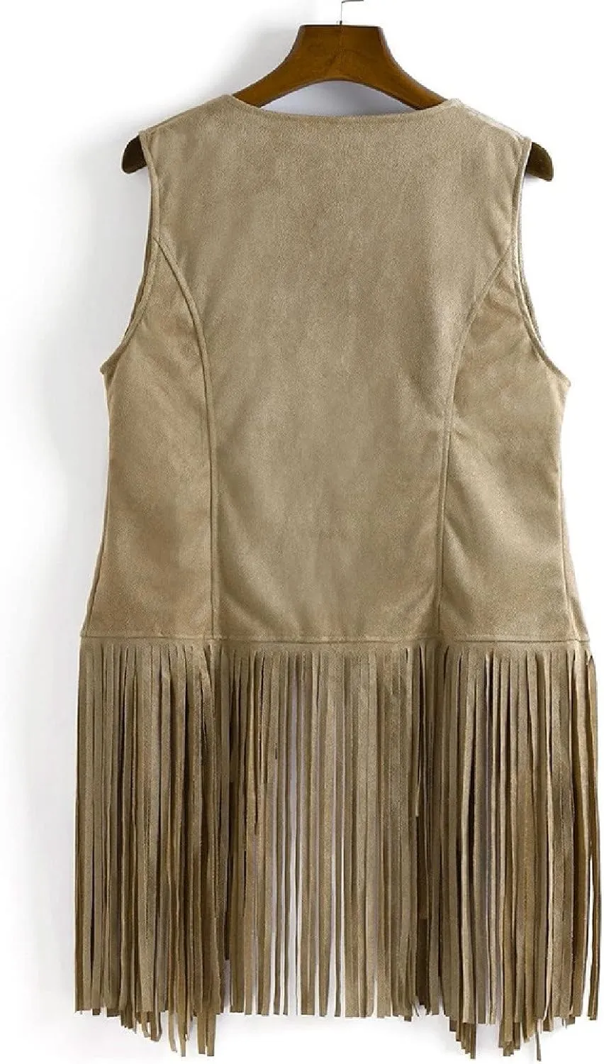 Womens Vintage Vest Tops Short Sleeve Cardigans 70s Hippie Cowgirl Leather Outerwear Tassels Cardigan Jackets 2025