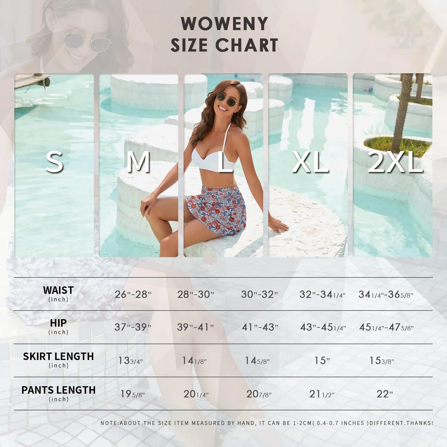 WOWENY Women's Swim Skirts Swimsuit High Waist Swimming Skorts with Shorts Bikini Bottoms with Pocket Bathing Suit Bottoms