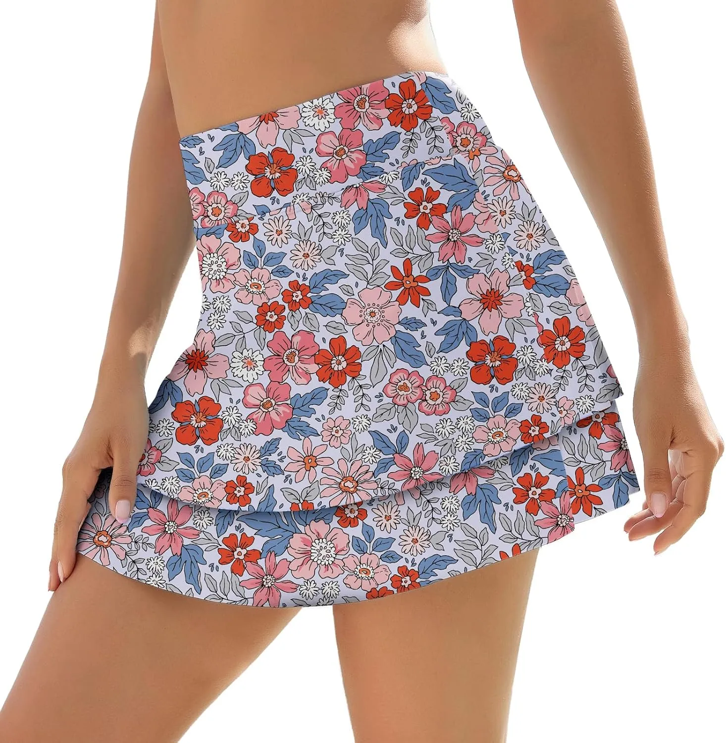 WOWENY Women's Swim Skirts Swimsuit High Waist Swimming Skorts with Shorts Bikini Bottoms with Pocket Bathing Suit Bottoms