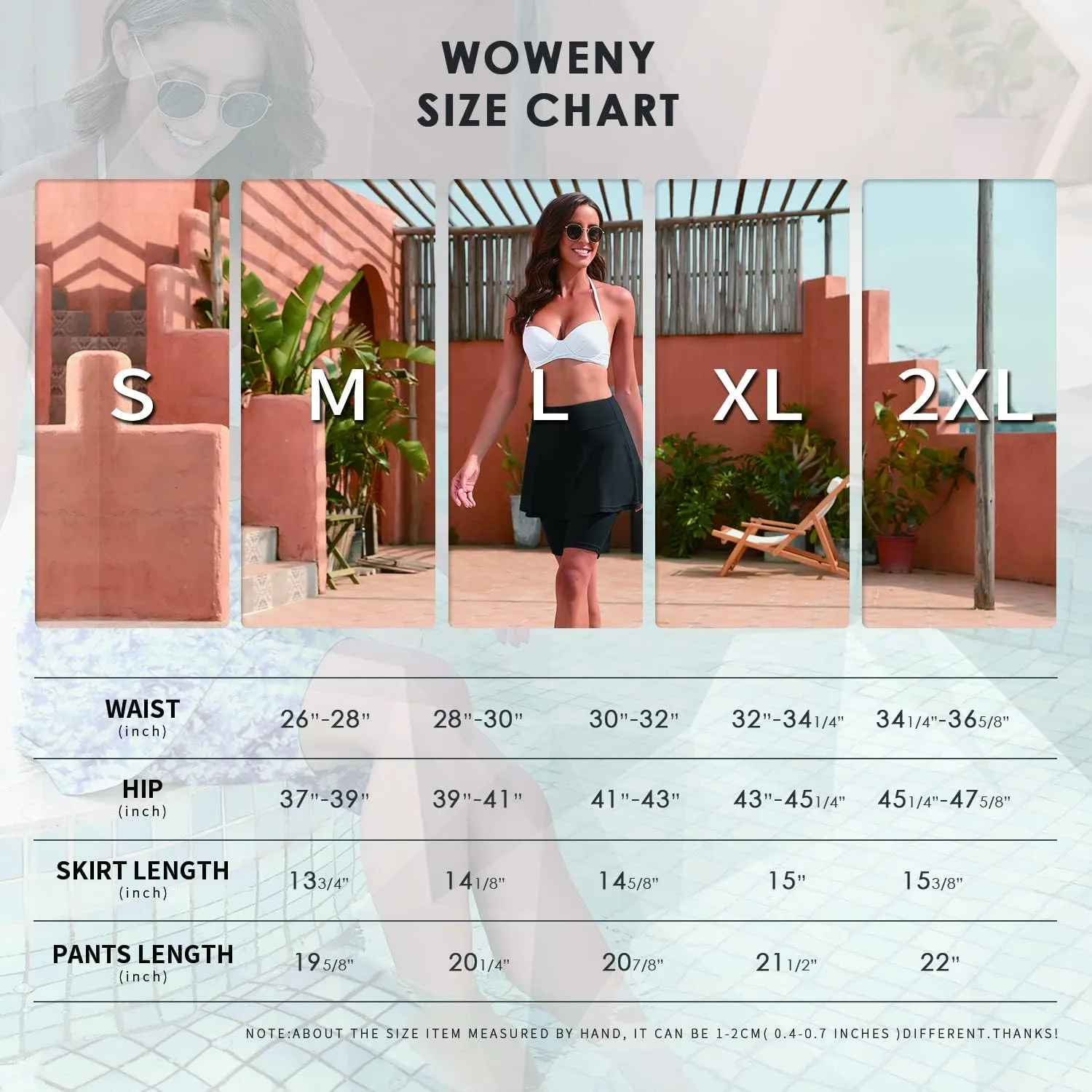WOWENY Women's Swim Skirts Swimsuit High Waist Swimming Skorts with Shorts Bikini Bottoms with Pocket Bathing Suit Bottoms