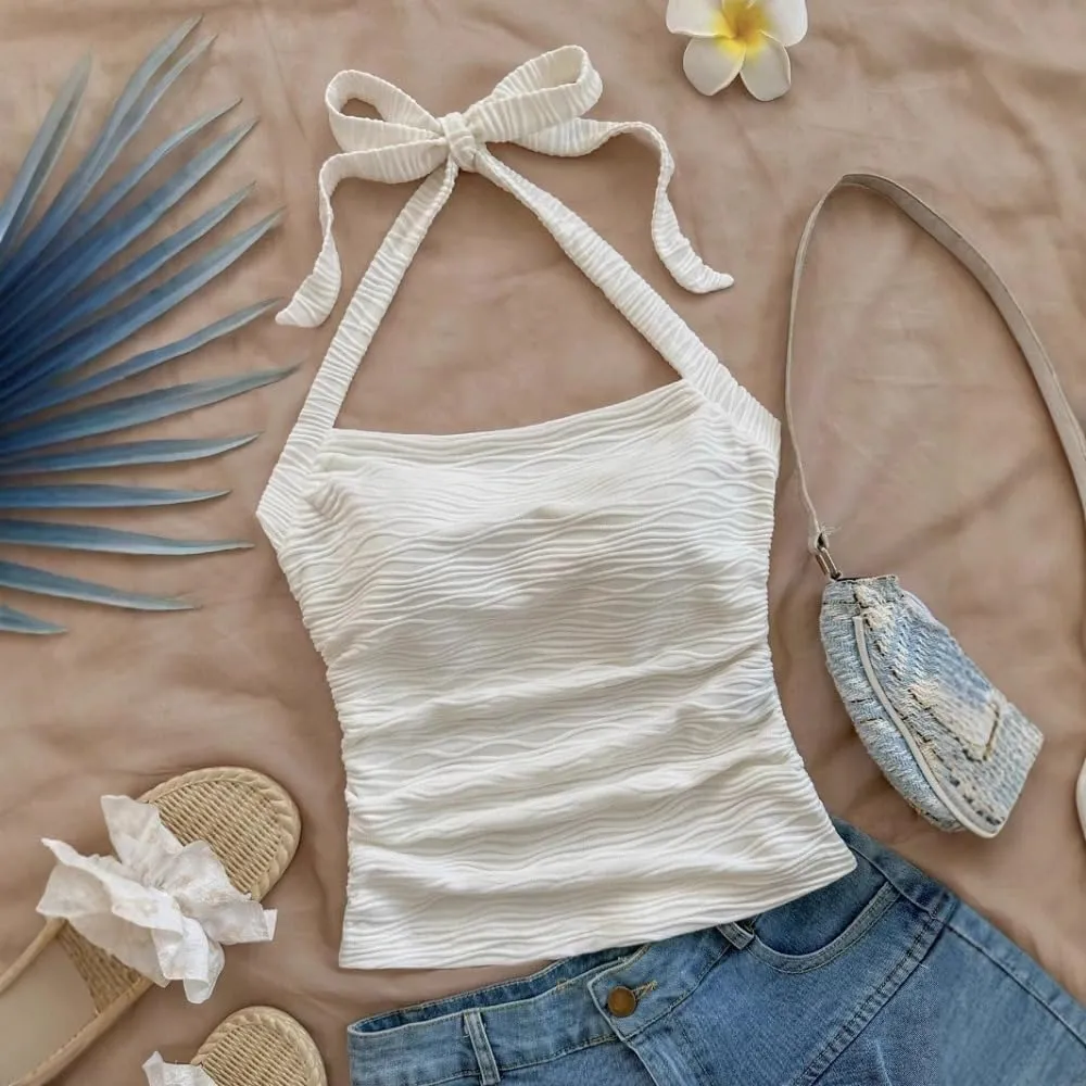 YELLOOP Cute Camisole Boho Spaghetti Strap Tops Y2k Halter Tops for Women Beach Vacation Summer 2025 Boho Tops for Women