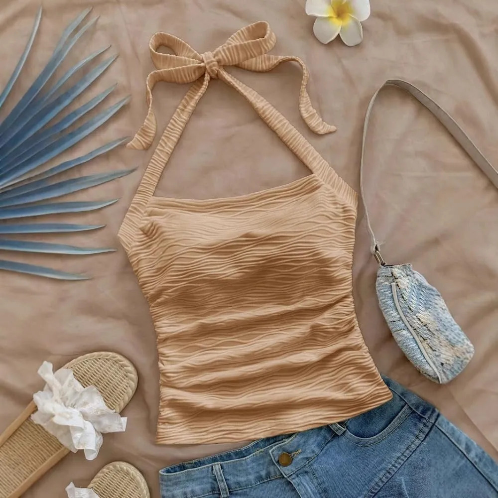 YELLOOP Cute Camisole Boho Spaghetti Strap Tops Y2k Halter Tops for Women Beach Vacation Summer 2025 Boho Tops for Women