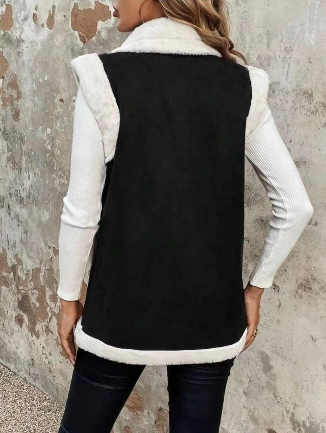 yoeasy Women's Winter Faux Suede Leather Vest Sleeveless Button Down Sherpa Lined Jacket Casual Outerwear Coat