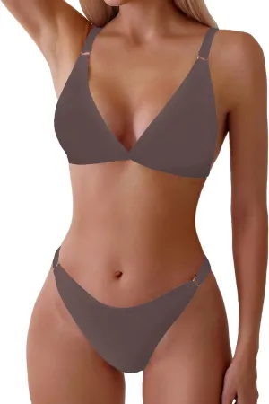 ZAFUL Women's 2 Piece Floral Print Swimsuit Triangle String High Cut Bikini Sets Bathing Suit