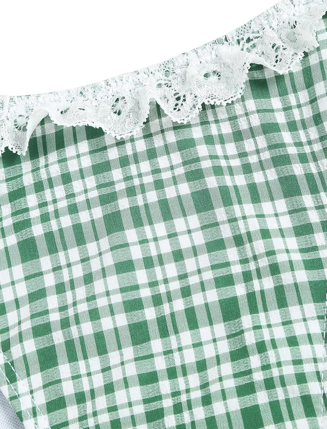 ZAFUL Women's Triangle Bikini Lace Frilled Ruffles Gingham Print Tie Side Spaghetti Strap 2 Pieces Bikini Swimsuit