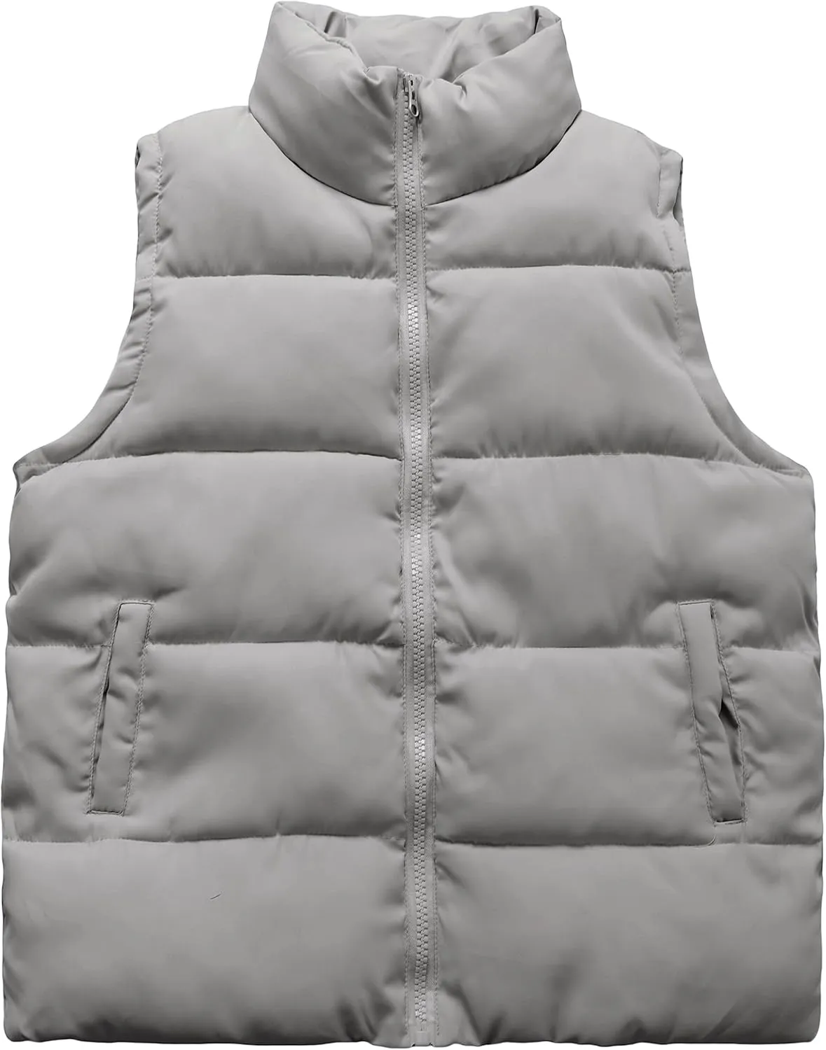 Zhiyouni Womens Puffer Vests Sleeveless Puffy Jackets Stand Collar Zipper Coats
