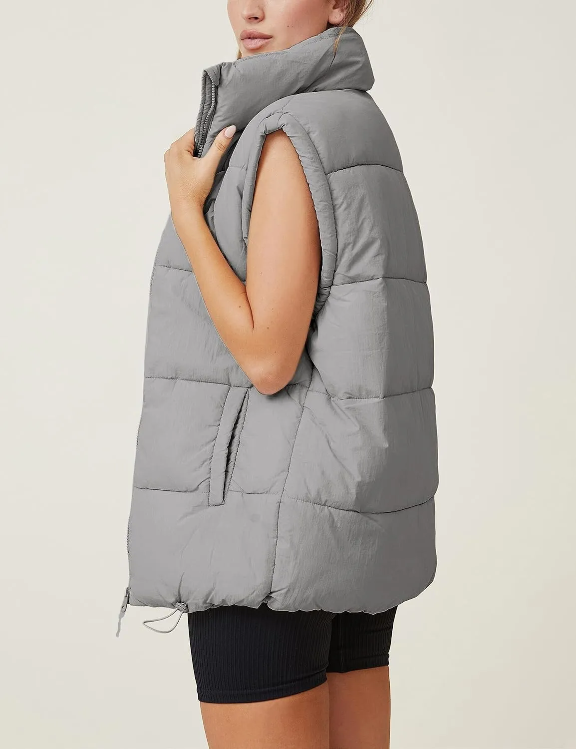 Zhiyouni Womens Puffer Vests Sleeveless Puffy Jackets Stand Collar Zipper Coats