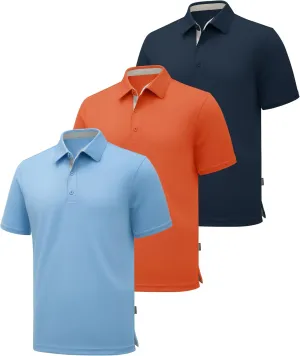 ZITY Polo Shirts for Men 3 Pack Short Sleeve Moisture Wicking T Shirt Business Casual Mens Golf Shirts Collared T-Shirts