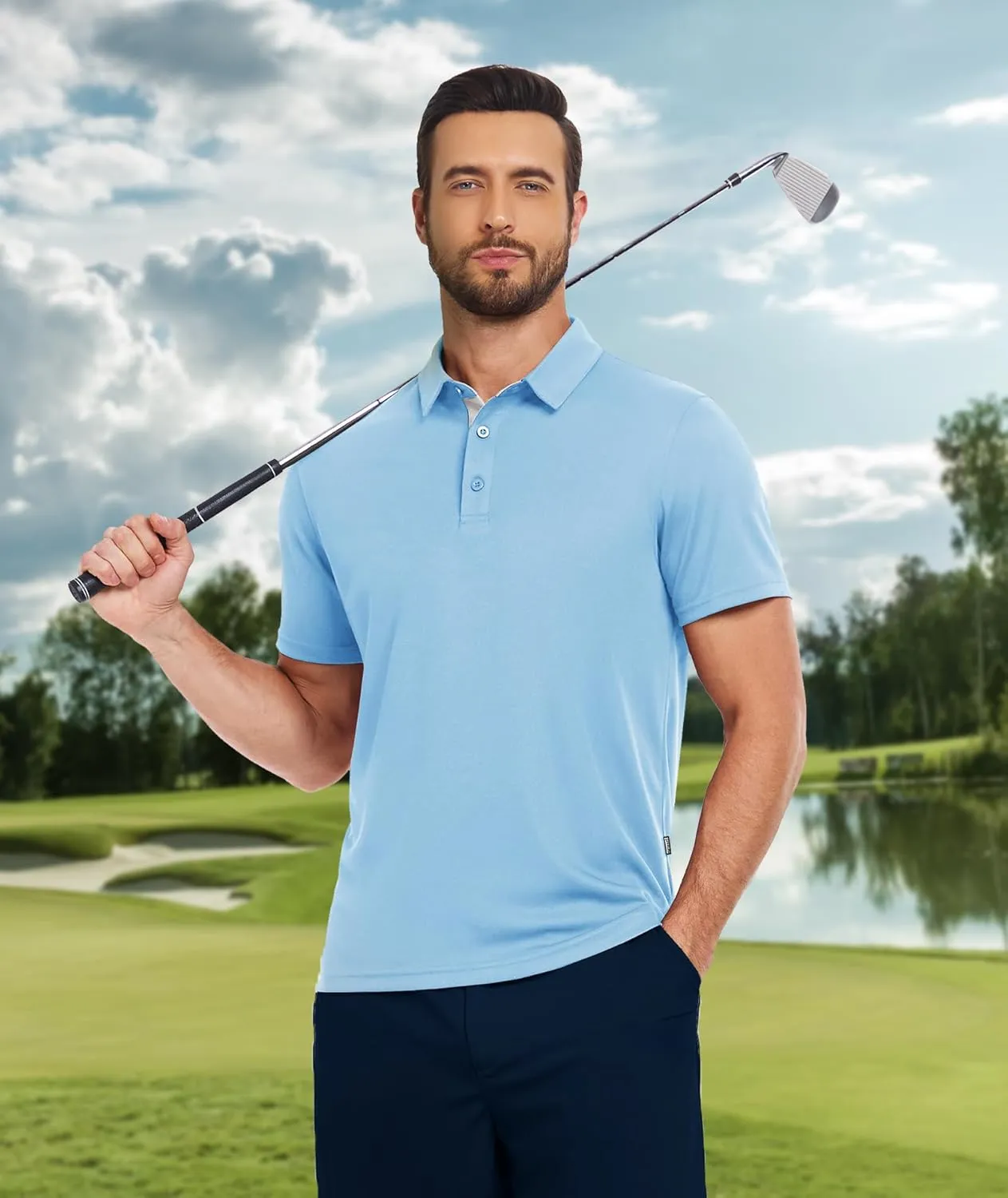 ZITY Polo Shirts for Men 3 Pack Short Sleeve Moisture Wicking T Shirt Business Casual Mens Golf Shirts Collared T-Shirts