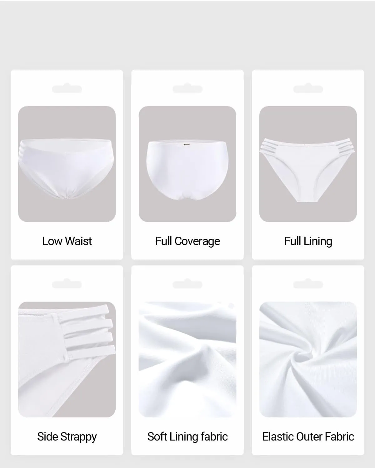 Zmart Women Strappy Bikini Bottoms Full Coverage Bathing Suit Swim Low Rise Cutout Swimsuit Bottom