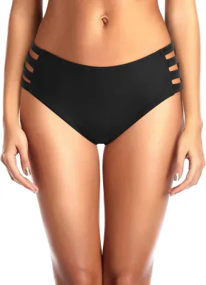 Zmart Women Strappy Bikini Bottoms Full Coverage Bathing Suit Swim Low Rise Cutout Swimsuit Bottom