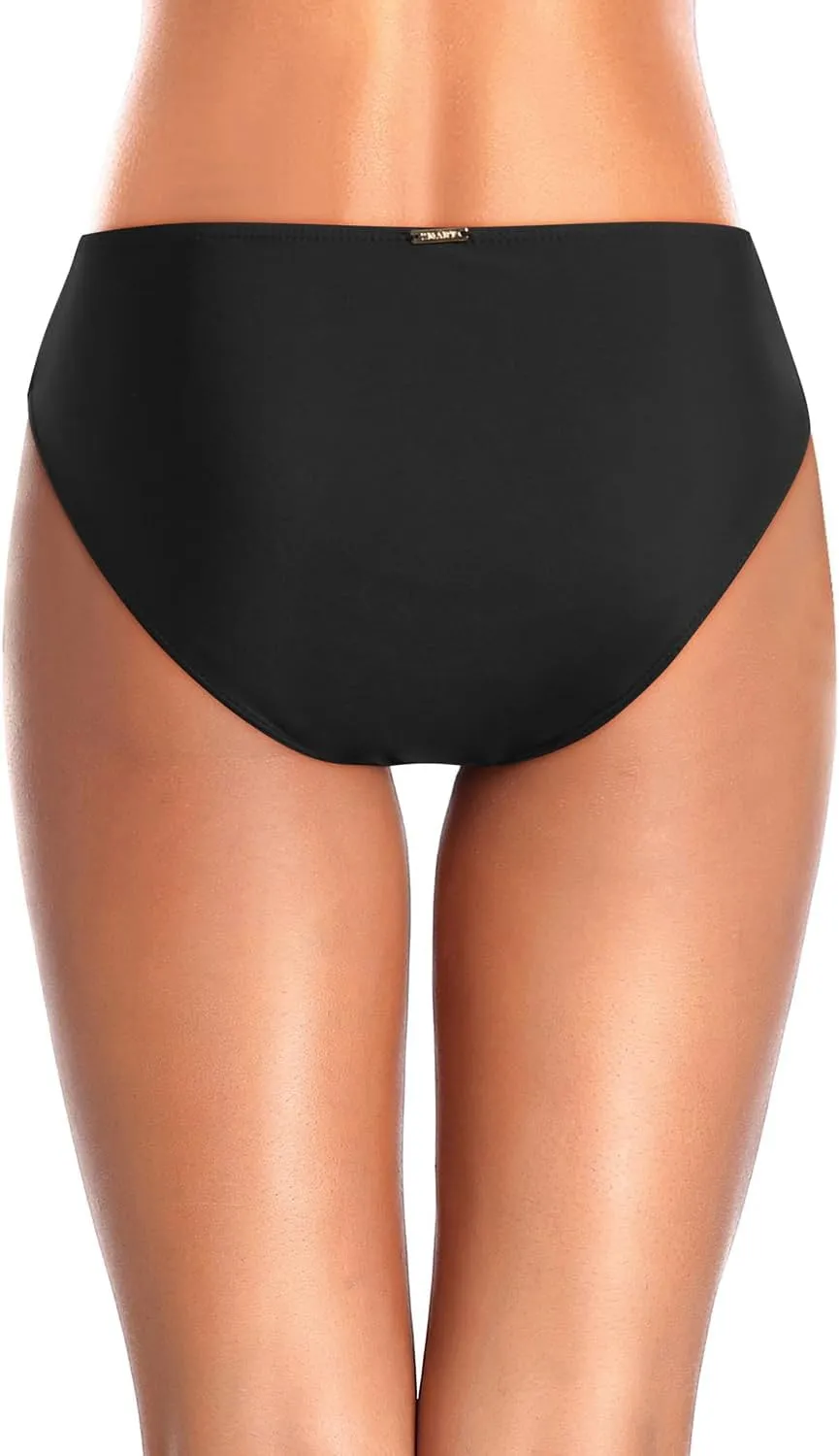 Zmart Women Strappy Bikini Bottoms Full Coverage Bathing Suit Swim Low Rise Cutout Swimsuit Bottom