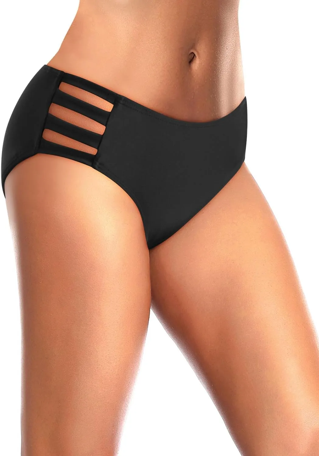Zmart Women Strappy Bikini Bottoms Full Coverage Bathing Suit Swim Low Rise Cutout Swimsuit Bottom