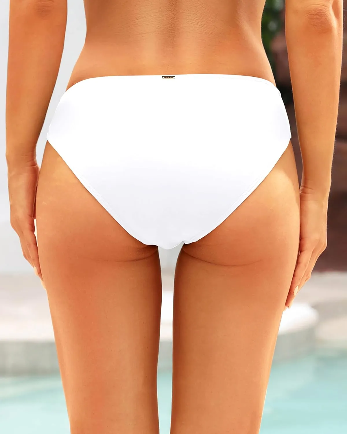 Zmart Women Strappy Bikini Bottoms Full Coverage Bathing Suit Swim Low Rise Cutout Swimsuit Bottom