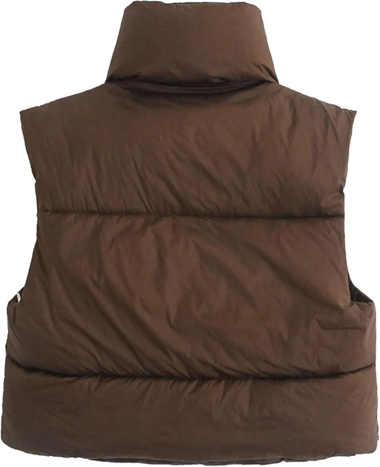 Zontroldy Womens Cropped Puffer Vest Padded Down Stand Collar Zip Lightweight Sleeveless Outwear Gilet Jacket Waistcoat
